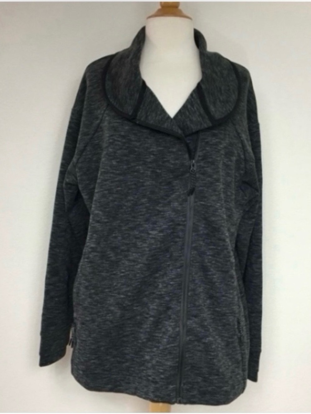C9 by Champion Womens Gray Marbled Moto Zip Soft Cotton Jacket XXL Athleisure